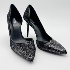 Michael Kors Black Sequin Claire D’orsay Pump Heel 8 1/2